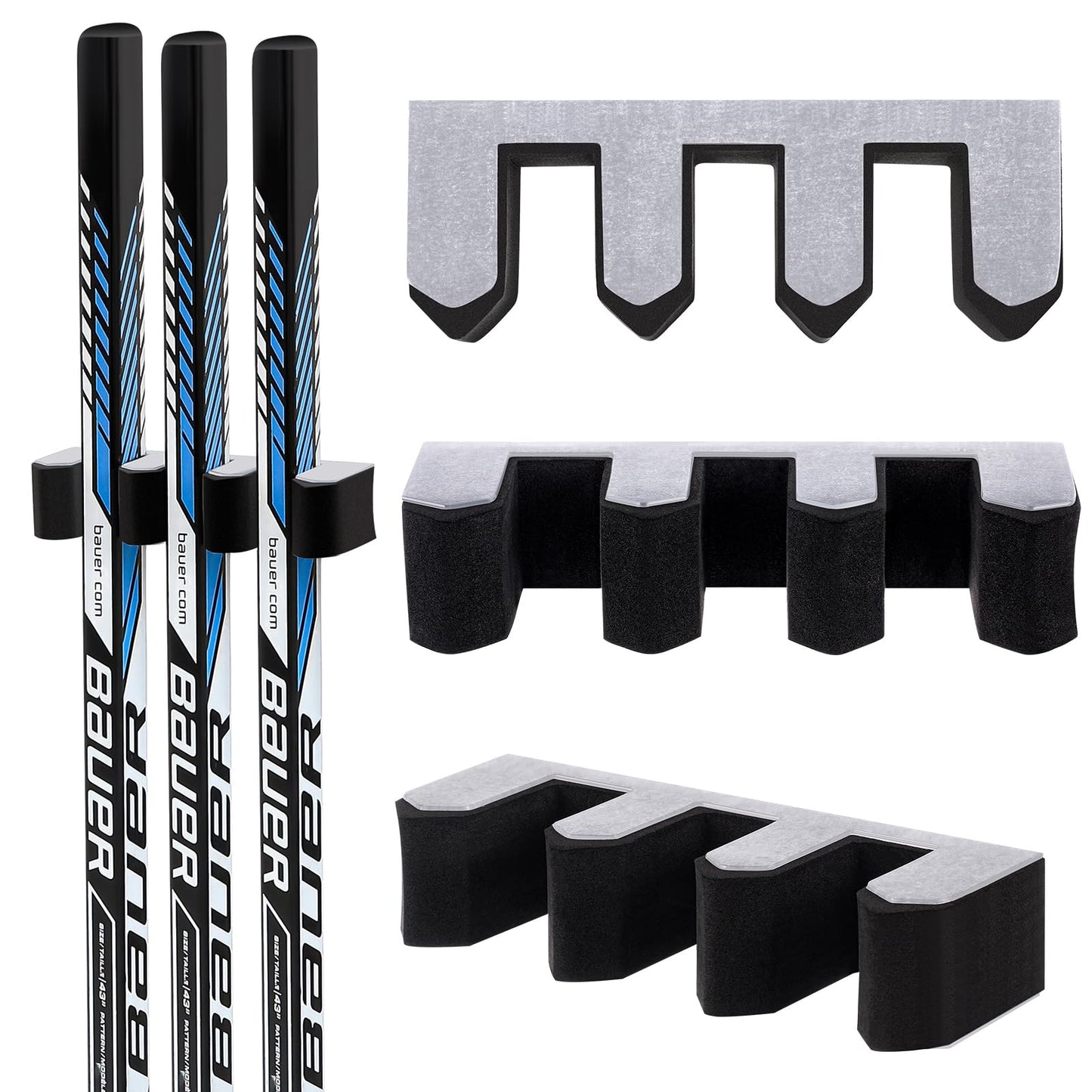 Support Mural pour Bâtons de Hockey et Palets Yousoontic, Organisateur pour Bâtons de Hockey sur Glace, Support Noir de 5,3 Pouces (1 Pièce)